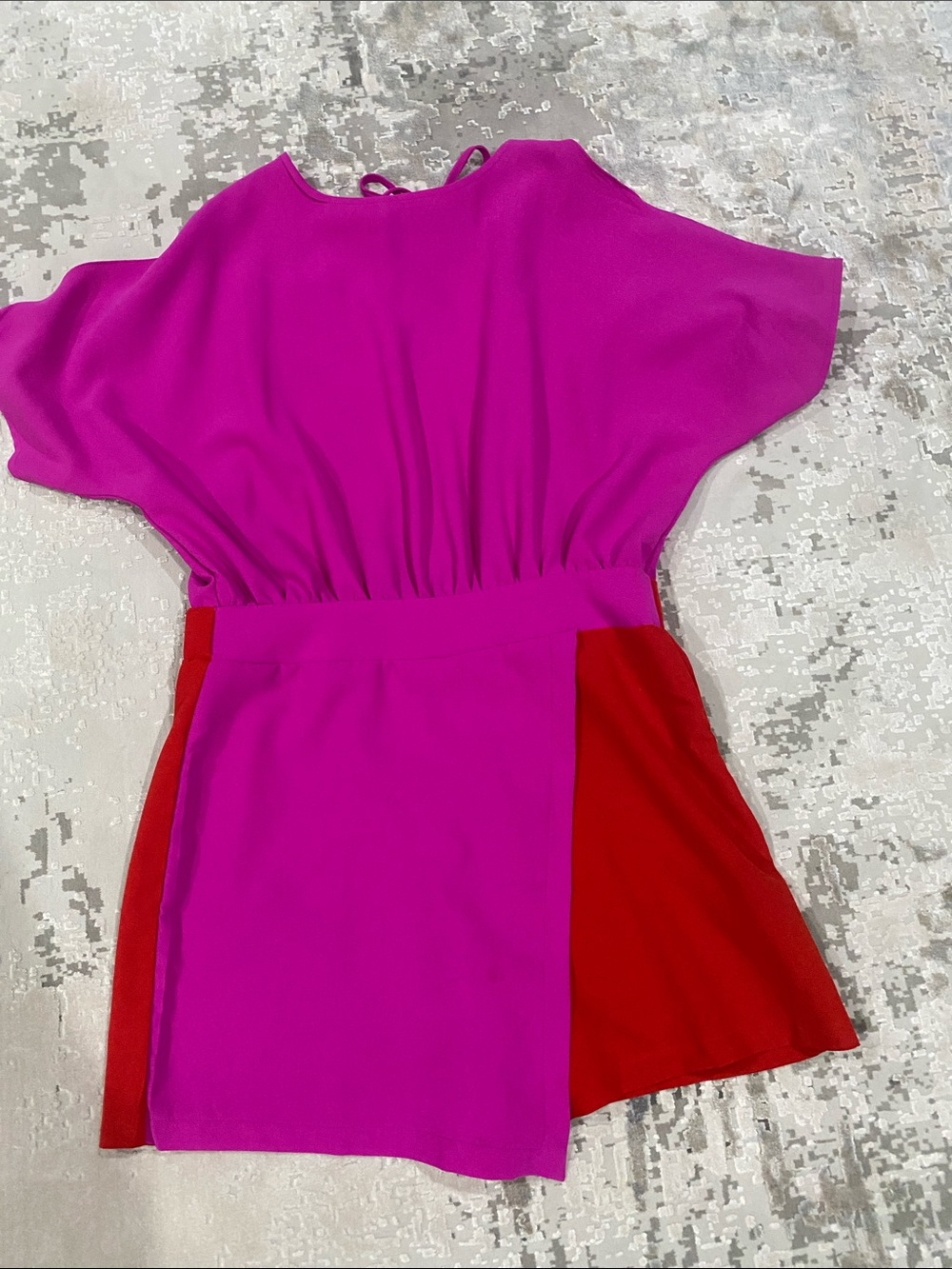TCEC Magenta and Red Colorblock Casual Romper